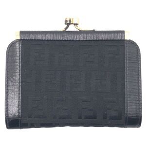 Fendi Vintage Zucca Black Gold Coin Case